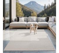 the carpet Santo Plus Tapis d'extérieur résistant aux intempéries - Tapis de Balcon de qualité supérieure Crème - Tapis bohème, 160 x 220 cm, en polypropylène