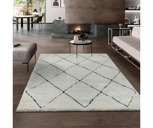 the carpet Velvet Tapis de salon élégant design, tapis de salon à poils longs doux et facile d'entretien crème-noir 160 x 230 cm
