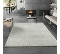 the carpet Velvet Tapis de salon élégant et design à poils longs doux et facile d'entretien Crème/losange 200 x 290 cm