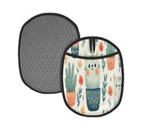 The Cartoon Cat Is In The Pot Plant Silicone Pot Mat Mitten Oven Maniques Four Four Gloves Print Hot Pads For Kitchen Restaurants 24 x 19 cm