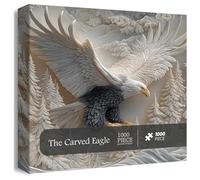 The Carved Eagle Jigsaw Puzzle 1000 Pieces, Bald Eagle in Flight Wildlife Art Puzzle, Majestic Bald Eagles Puzzles Game, for Family Activity Home Decoration