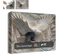 The Carved Eagle Jigsaw Puzzle 1000 Pieces, Majestic Bald Eagle Puzzle Game, Challenging Eagles Art Puzzles Game, Perfect Home Decoration & Family Activity (1PCS)