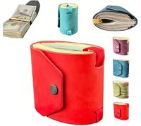 The Cash Wrap Portefeuille avec fermoir magnétique, accès rapide à l'argent pour espèces, petit portefeuille de poche compact de luxe de 1 à 99 billets, Rouge, 8.5x7CM, Décontracté