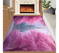 The Castle Rugs Tapis pour Salon, Fleurs de Cerisier Roses, Un Tapis de Conte de fées onirique pour Chambre à Coucher, Lavable, antidérapant, décoration d'intérieur, 180 x 240 cm