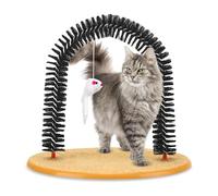 The Cat Arch - Arc de massage et de toilettage pour chat - 36 × 34 cm - Arc d'épilation pour chat - Poteau à gratter avec jouet souris avec herbe à chat