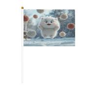 The Cat in the Snow Lot de 6 mini drapeaux durables de 14 x 21 cm sur bâtons pour extérieur, cour et jardin