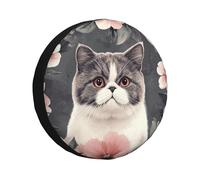 The Cat Is Among The Flowers - Housse de pneu de secours étanche à l'eau et à la poussière - Ajustement universel pour remorque, VUS, camion, camping-car - 38,1 cm