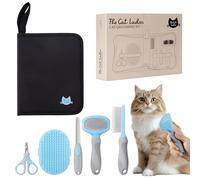 The Cat Ladies Kit de toilettage pour chat - 5 pièces - Avec peigne et sous-poil en fourrure mate - Brosse à poils longs ou à poils courts ou lapins