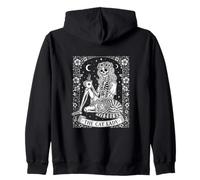 The Cat Lady Squelette Feline Lover Floral Céleste Sweat à Capuche