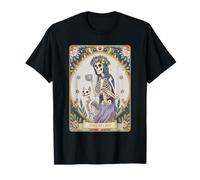 The Cat Lady Tarot Chemise Gothique pour Femme Motif Chat sorcière T-Shirt