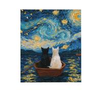 The Cat Under The Stars Couverture pour lit, canapé, voyage et camping, super douce, confortable et moelleuse, motif chat sous les étoiles, pour toutes les saisons, 127 x 152,4 cm