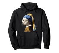 The Cat with a Pearl Earring T-Shirt Funny Vermeer Art Parod Sweat à Capuche