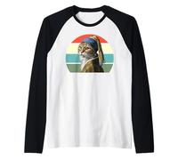 The Cat with a Pearl Earrings Funny Vermeer Parodie Cat Art Manche Raglan