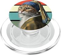 The Cat with a Pearl Earrings Funny Vermeer Parodie Cat Art PopSockets PopGrip pour MagSafe