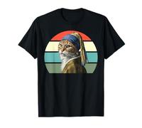 The Cat with a Pearl Earrings Funny Vermeer Parodie Cat Art T-Shirt