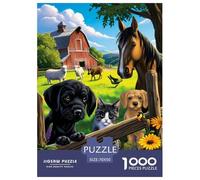 The Cats and Dogs in The Garden Puzzle 1000 Pieces Cadeau Unique Jeu Éducatif Challenge Toy À De Qualité Supérieure Peinture Art pour Adultes Et Enfants 70x50cm/1000pcs