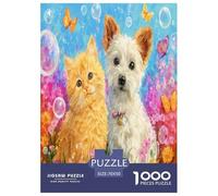 The Cats and Dogs in The Garden Puzzle 1000 Pièces Educa Jouet en Bois Cadeau Unique De l'art De La Décoration Jeu Éducatif Challenge Toy pour Adultes Et Enfants À Partir De 12 Ans 70x50cm/1000pcs