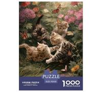 The Cats and Dogs in The Garden Puzzles 1000 Pieces Cadeau Unique Jeu Éducatif Défi Jouet À De Qualité Supérieure Peinture Art pour Adultes Enfants 70x50cm/1000pcs