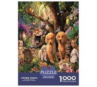 The Cats and Dogs in The Garden Puzzles 1000 Pièces Cadeau Unique Jeu Éducatif Défi Jouet À De Qualité Supérieure Peinture Art pour Adultes Et Enfants À Partir De 14 Ans 70x50cm/1000pcs