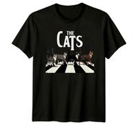The Cats Parody T-Shirt Cat Lover Walking Cats Funny Graphic Tee Black L