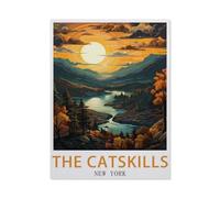 The Catskills New York Vintage Travel Poster，Puzzle 1000 Pieces of Paper Puzzles Suitable for Adults Children Families Stress Relief Puzzle Games（50x70CM）-BB34