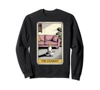 The Chariot Robot Aspirateur Chat Carte de Tarot Drôle Chat Sweatshirt