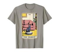 The Chariot Robot Aspirateur Chat Carte de Tarot Drôle Chat T-Shirt