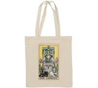 The Chariot Tarot Card Art Logo Sac fourre-tout en coton naturel Blanc