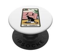 The Chariot Tarot Card Cat Robot Aspirateur Chat PopSockets PopGrip Adhésif