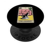 The Chariot Tarot Card Cat Robot Aspirateur Chat PopSockets PopGrip Adhésif