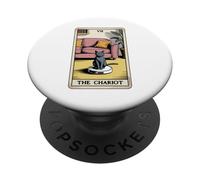The Chariot Tarot Card Cat Robot Aspirateur Chat PopSockets PopGrip Adhésif