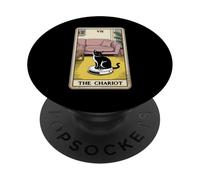 The Chariot Tarot Card Cat Robot Aspirateur Chat PopSockets PopGrip Adhésif