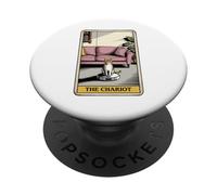 The Chariot Tarot Card Cat Robot Aspirateur Chat PopSockets PopGrip Adhésif