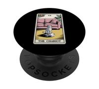 The Chariot Tarot Card Cat Robot Aspirateur Chat PopSockets PopGrip Adhésif