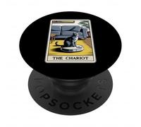The Chariot Tarot Card Cat Robot Aspirateur Chat PopSockets PopGrip Adhésif