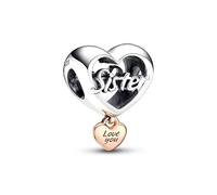The Charmery Breloque en argent sterling 925 avec inscription « Love You Sister » compatible avec les breloques Pandora et beaucoup d'autres bracelets à breloques britanniques, Métal