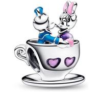 The Charmery Breloque en forme de tasse de thé Donald et Daisy en argent sterling 925 compatible avec les bracelets Pandora et beaucoup d'autres bracelets à breloques britanniques.