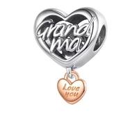 The Charmery Breloque « Love You Grandma » en argent sterling 925 compatible avec les breloques Pandora et beaucoup d'autres bracelets à breloques britanniques.