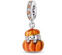 The Charmery Charm hérisson en citrouille P Boo en argent sterling 925 compatible avec les bracelets Pandora, Trollbeads, Chamilia, Biagi et de nombreux autres bracelets à breloques britanniques.