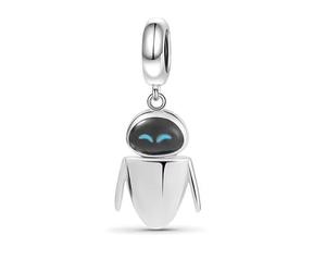 The Charmery Charm robot Eve en argent 925 compatible avec les bracelets Pandora, Trollbeads, Chamilia, Biagi et de nombreux autres bracelets à breloques britanniques.