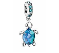 The Charmery Charm tortue bleue en argent 925 compatible avec les bracelets Pandora, Trollbeads, Chamilia, Biagi et beaucoup d'autres bracelets à breloques britanniques.