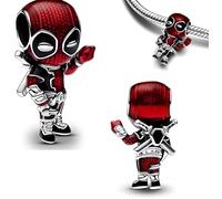 The Charmery Marvel Deadpool Charm en argent sterling S925, compatible avec les breloques Pandora, Trollbeads, Chamilia, Biagi et de nombreux autres bracelets à breloques britanniques, Métal