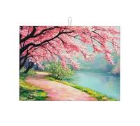 The Cherry Trees by The River Grand tapis égouttoir en microfibre réutilisable et lavable pour accessoire de cuisine 45,7 x 61 cm