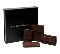 The Chesterfield Brand Porte-cartes de crédit set cadeau 4 pièces cuir 7 cm brun