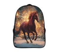 The Cheval au galop in The Festive Atmosphere of The New Year Cartable Imprimé 3D Sac À Dos Pour Ordinateur Portable Unisexe Pour Enfants/étudiants/Adultes 16 inch