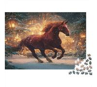 The Cheval au Galop in The Festive Atmosphere of The New Year,Puzzles pour Adultes 1000pcs (75x50cm),Jeux De Défi