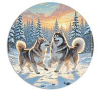 The Chien Eskimo américain Puzzle Rond De 1000 Pièces pour Women Bricolage Classiques Parfait Encastrement Qualité Supérieure Impossible' Difficile Entertainment 1000pcs (67.5x67.5cm)