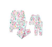 The Children's Place Ensembles de Pyjamas de Noël Assortis pour la Famille, 100% Coton, pour Adultes, Grands Enfants, bébés, Ensemble de Pyjama Unisexe, Rose Merry Joy, 6XL-7XL