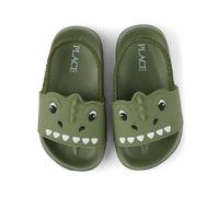 The Children's Place Sandales à enfiler quotidiennes pour bébés garçons et tout-petits avec sangle arrière, Dinosaure olive, 9 Toddler
