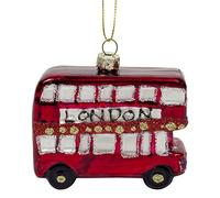 The Christmas Boutique 1 x Décoration de Sapin Bus Rouge Londonien en Verre